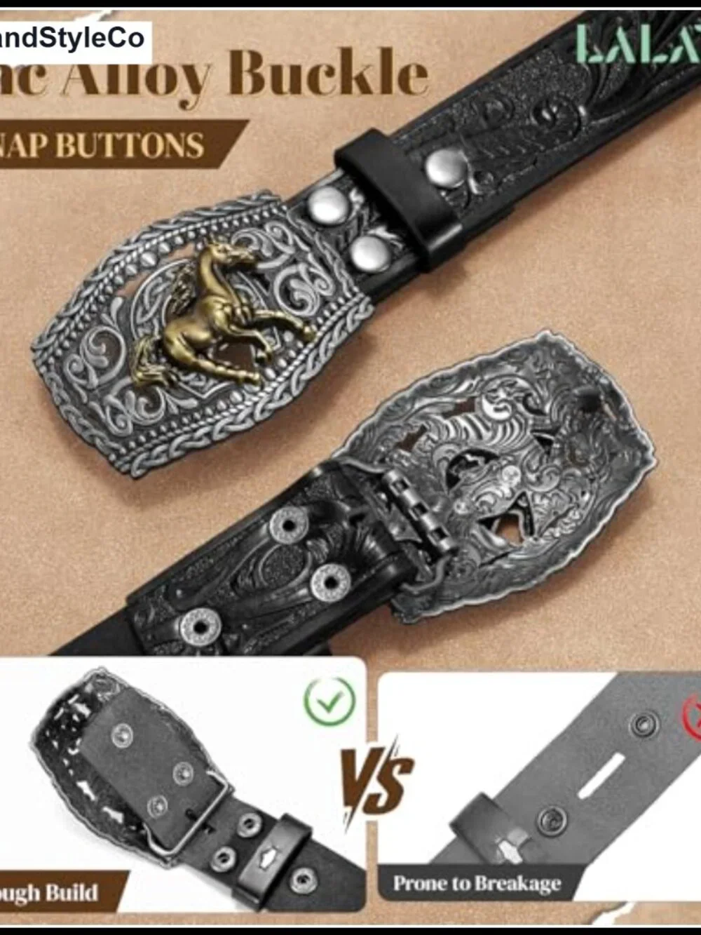 Leather Western Cowboy Belt with Buckle for Rodeo Outfit